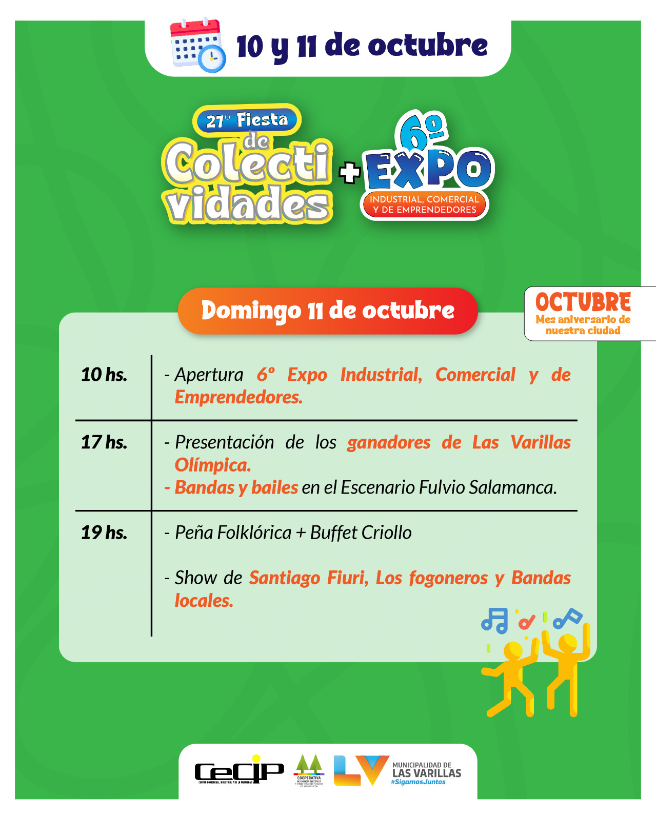 Cronograma del domingo 11 de octubre